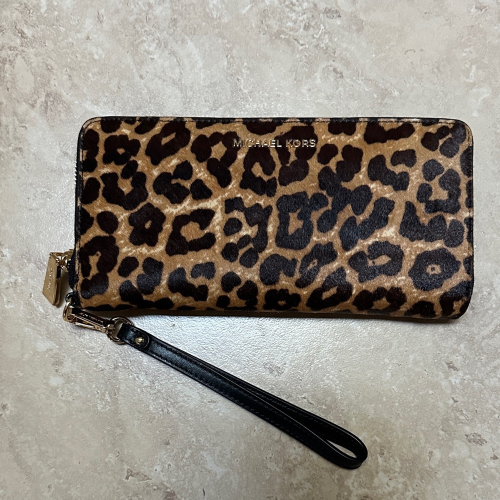 Michael Kors Brown Leopard Wallet/Wristlet